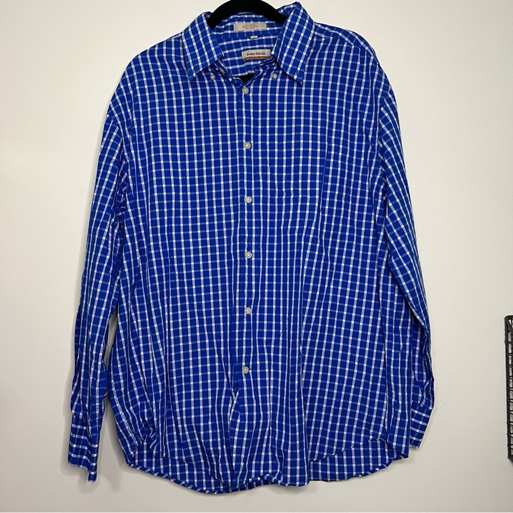 Barry Bricken‎ Men’s XXL Blue Gingham Check Button-Down Shirt Cotton